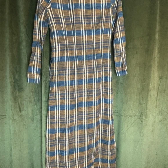 Gorgeous Spartina 449 Tillie Midi Shirt Dress in Kalalanta Plaid Navy - Picture 2 of 8